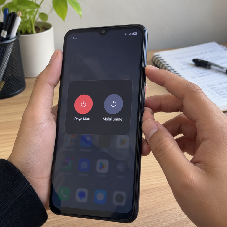 Pengguna menekan tombol power dan volume atas pada vivo Y19s untuk membuka menu Daya Mati.