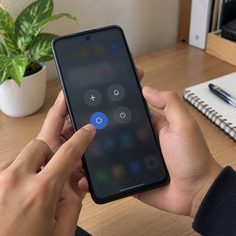 HP Xiaomi menampilkan menu daya saat pengguna bersiap memilih opsi restart setelah menahan tombol power.